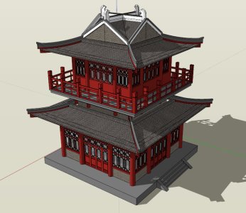 唐代阁楼，中国古典风格，2层