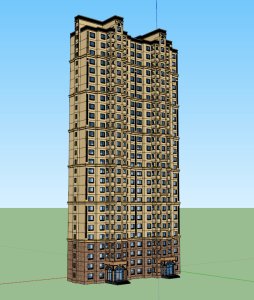 高层住宅，现代主义风格，32层