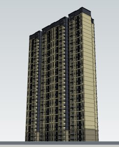 一梯四户高层住宅，现代主义风格，32层