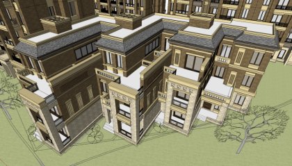 多层住宅群，古典风格，3-7层