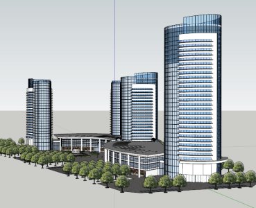 酒店+办公楼+会议中心综合体，现代主义风格，30层