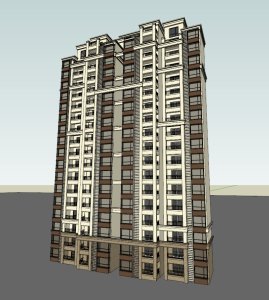 小高层住宅，现代主义风格，18层