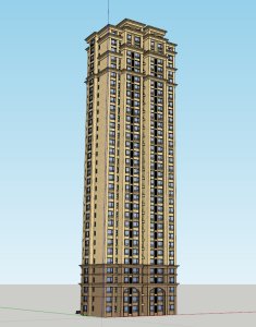 高层住宅和底层商业，现代主义风格，33层