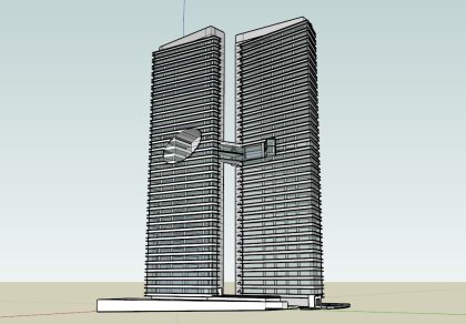 双塔楼，现代主义风格，34层
