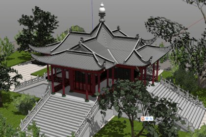 复杂屋顶的殿堂，中国古典，1层