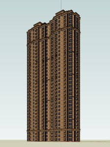 高层住宅，现代主义风格，35层