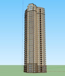 高层住宅，现代主义风格，34层