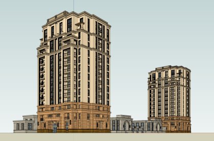 高层住宅楼，西方新古典风格，24层