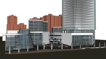 城市高层综合体，现代主义风格，30层