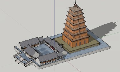 寺庙院落，中国古典风格，7层