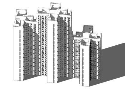 十字平面联排高层住宅，28层