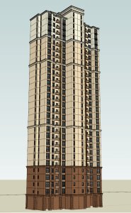 高层住宅楼，现代主义风格，30层