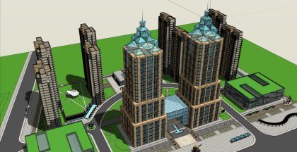 城市综合体，现代主义风格，30层