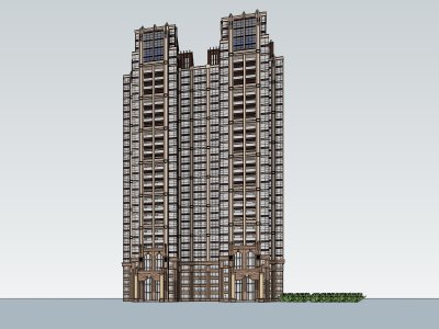超高层住宅楼，西方新古典，36层