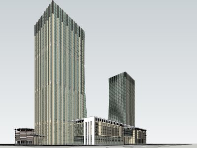 超高层办公楼，现代风格，46层