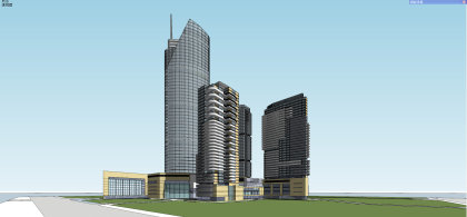 办公楼综合体，现代主义风格，33层