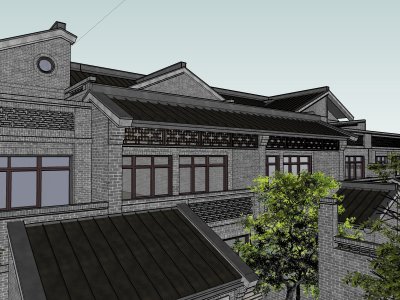 中式联排别墅，三层，古典主义