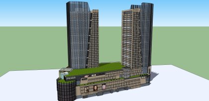 商业建筑，综合体，现代主义风格，38层