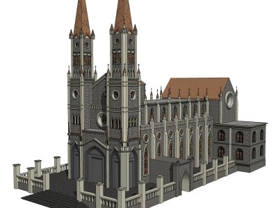 天主教堂建筑，西式风格，四层