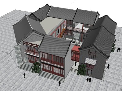 院落式住宅，中式风格，两层