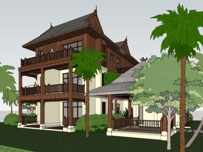 别墅住宅，中式风格，三层