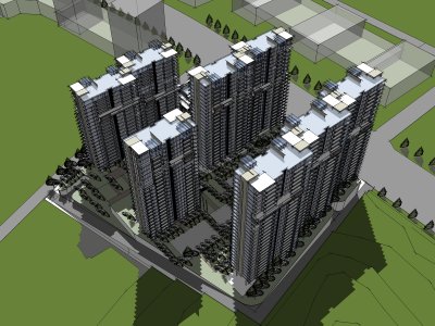 小区，高层住宅，现代主义风格，26层