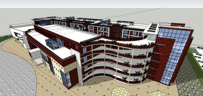 校园规划，现代主义风格，5层