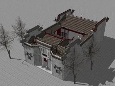 住宅，古建筑，中式风格，2层