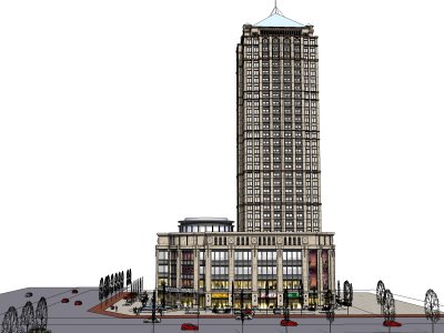 商业建筑，现代主义风格，28层