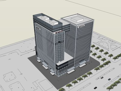 办公建筑，现代风格，21层