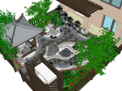 庭院花园，新中式风格
