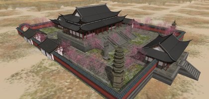 寺庙，中式风格，2层