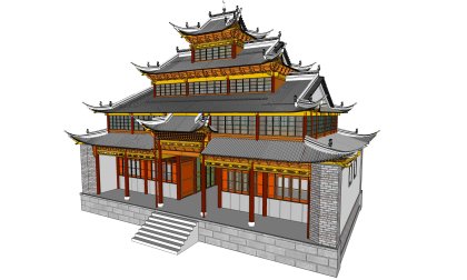 古建，中式风格，3层