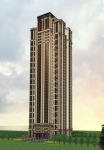 住宅楼，现代主义风格，39层