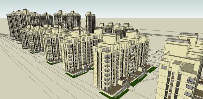 住宅小区规划，新古典主义风格，8~17层