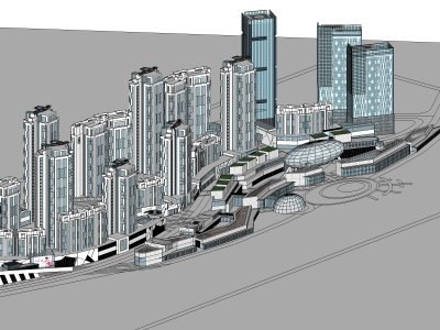 城市综合体，现代主义风格，2~40层