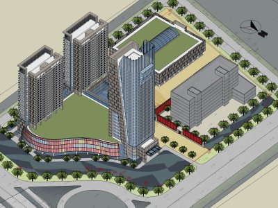 商业综合体，现代主义风格，30层