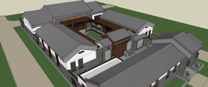 四合院，东方新古典风格，1层