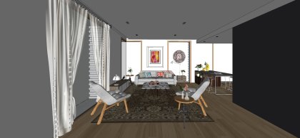 住宅室内，三居室，装饰设计，现代主义风格