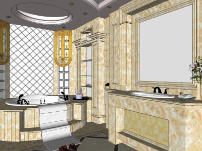 住宅室内，卫生间装饰设计，古典欧式主义风格