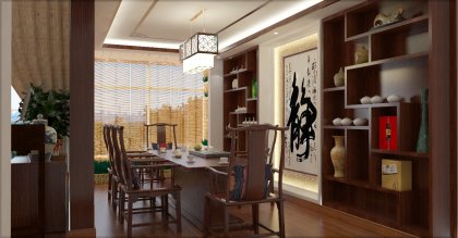 公建室内，茶室装饰设计，中式风格