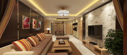 住宅室内，客厅装饰设计，中式风格