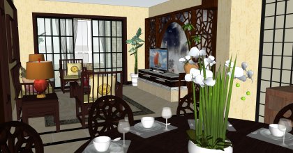 住宅室内，公寓装饰设计，中式风格