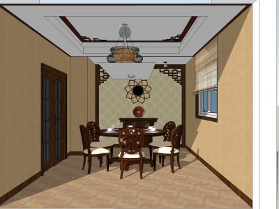 住宅室内，餐厅装饰设计，中式风格