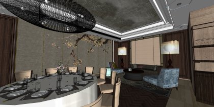 商业室内，酒店包厢装饰设计，中式风格