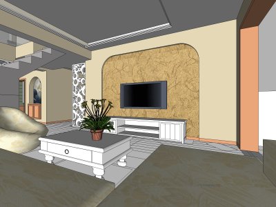 住宅室内，客厅装饰设计，新欧式风格