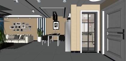 住宅室内，客餐厅装饰设计，现代主义风格