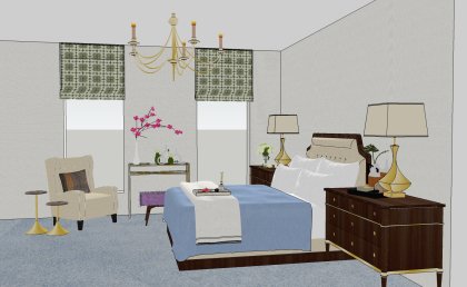 住宅室内，卧室装饰设计，法式风格