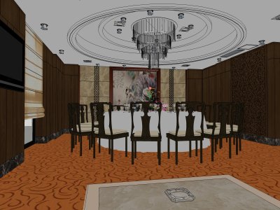 商业室内，酒店包厢装饰设计，中式风格