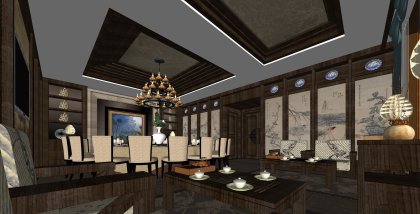 商业室内，餐饮装饰设计，新中式风格